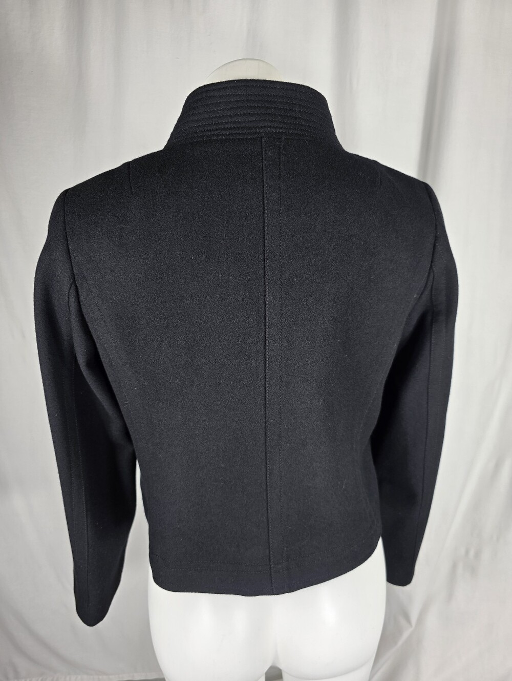 J.Crew 100% Wool Black Cropped Jacket Size 8 Quiet Luxury Old Money Classic Lux - Picture 8 of 16